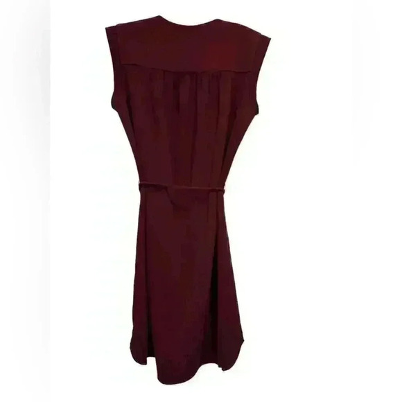 AMANDA UPRICHARD Merlot Colored Sleeveless V-Neck Popover Tie Waist Dress Size S - Picture 10 of 11